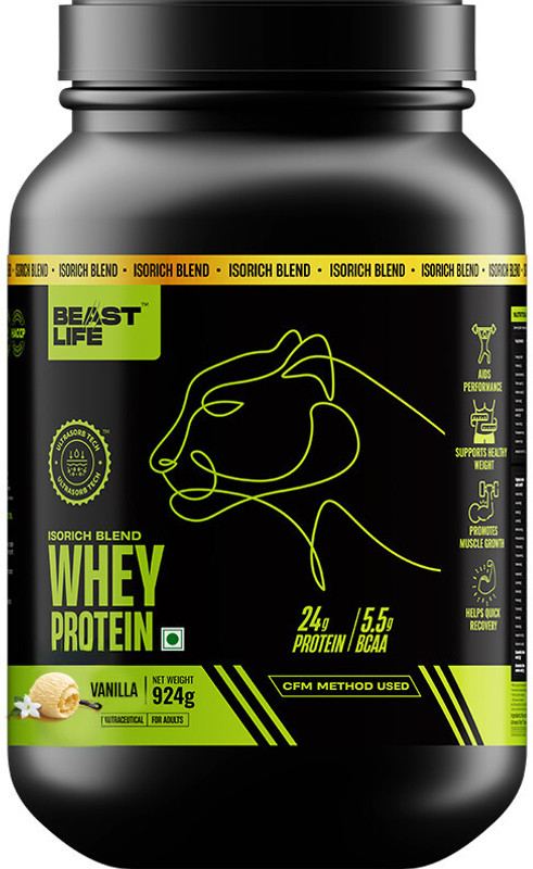 BeastLife Isorich Blend Whey Protein Isolate + Concentrate With Ultrasorb Tech Whey Protein(924 g, Vanilla)