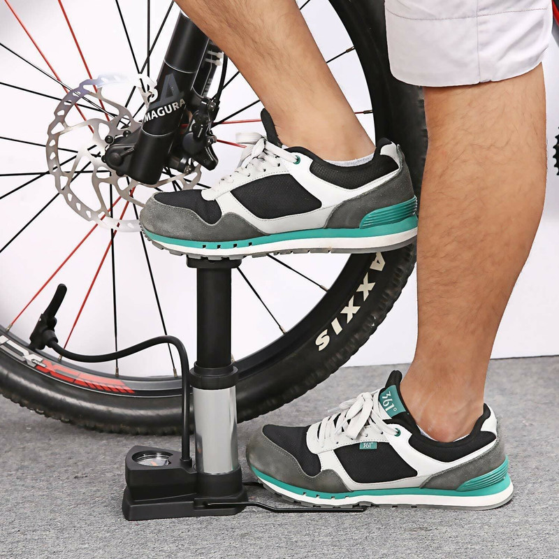 ALPHABITA Portable Mini Bike Pump/Bicycle Air Pump Foot Activated Mini Floor Cycle Pump Motorcycle, Bicycle, Car, Football Pump Pump(Black)
