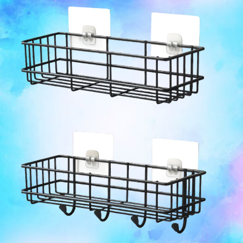 ADONZ Premium Iron Bathroom Organizer Wall Storage Shelf Iron, Steel Wall Shelf(Number of Shelves - 2, Black)