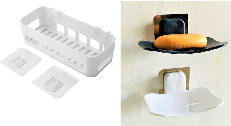 Qrex Home Kitchen Bathroom Accessories Wall Mounted Self Plastic Toothbrush Holder(White, Black, Wall Mount)
