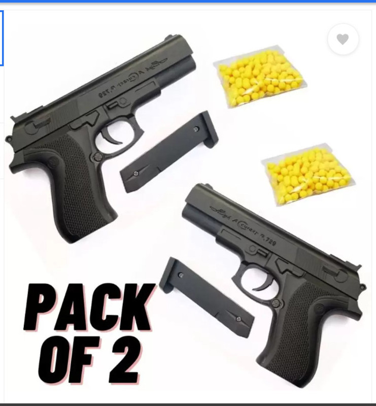 Shivsoft P-729 combo of 2 mouser gun with 6mm bullets Real toy mouser Pubg toy gun SH-579 Guns & Darts(Black)