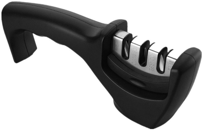 Novensa 3 Slot Manual Knife Sharpener (Coarse/Fine/Ceramic) with Handle Knife Honer(Plastic)