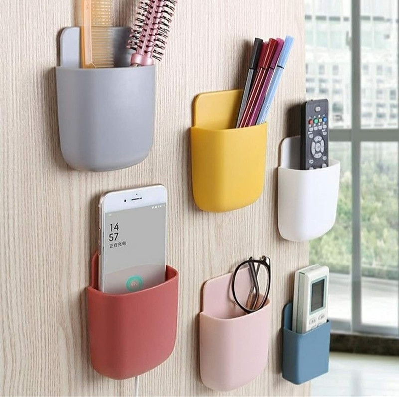 MINI Multipurpose Wall Holder with Mobile Charging Point/Stationary Storage/Bathroom qacceceries/Remote Holder/makup Brush Holder. no Drilling only Stick on Smooth Surface 6Piece Set Bike Mobile Holder(Multicolor) - 56% off at DetectaDeal