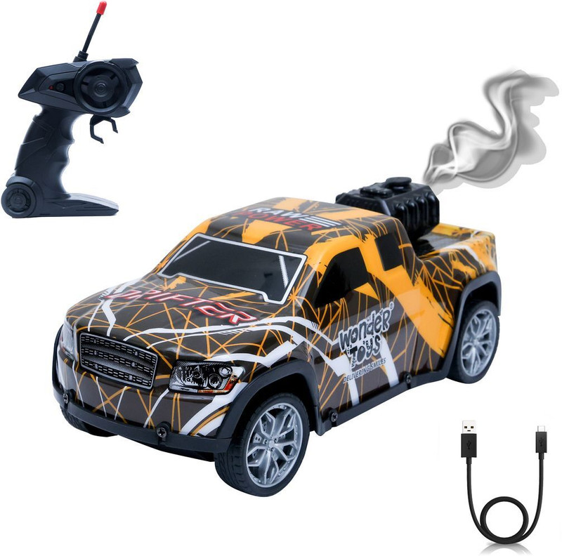 Wonder High-Speed Yellow Off-Road Chase RC Car for Kids with Smoke & Powerful Battery(Multicolor)