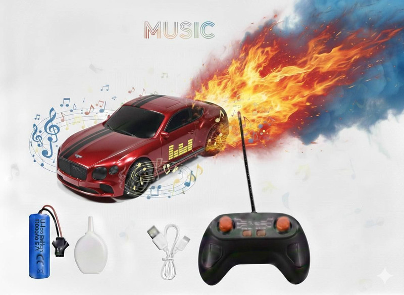 Xcillince Toys High Speed RC Drift Car with Realistic Smoke Effect, LED Lights(Multicolor)