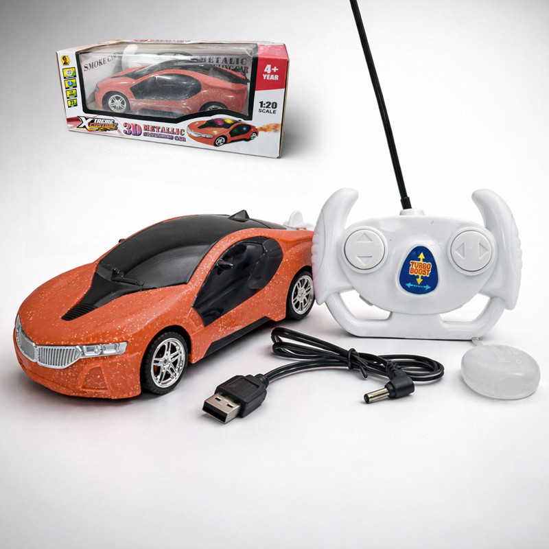 twist turn Premium 3D LED Glitter Smoke High-Speed RC Car for Kids Age 3+(Orange)