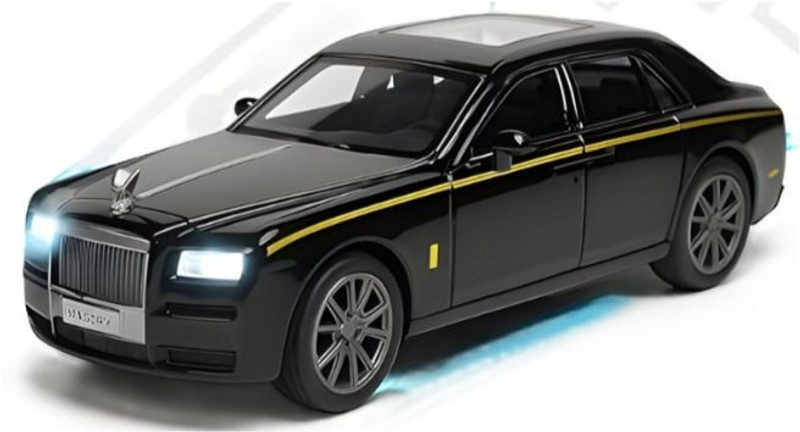 DRELLA Rolls Royce Die-Cast Model Car 1:32 Scal SUV Opening Doors Engine Sound Lights(Black)