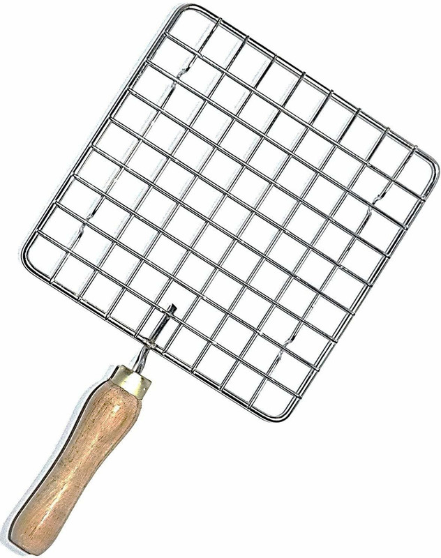 UTENCIL UNIVERSE Grill Papad Roaster Chapati Toast Grill Wooden Handle Roaster Grill 2 kg Roaster(Silver)