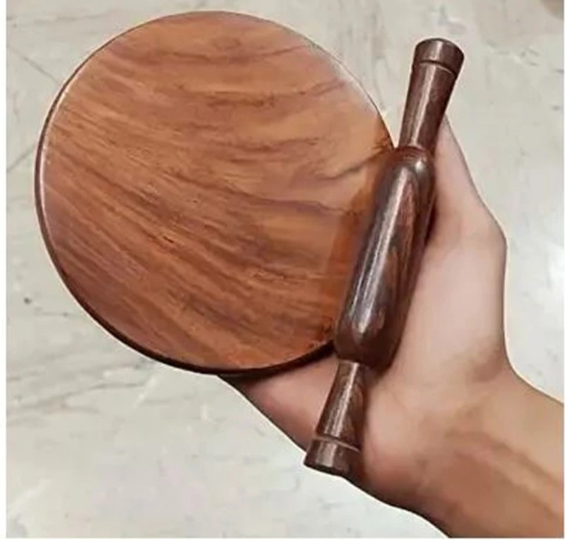 Shine Shopping Pure Sheesham Wood Small Size Chakla Belan and Rolling Pin for Kids - 6 Inch