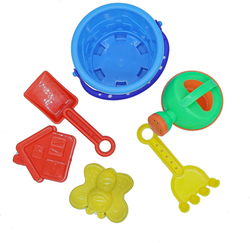 Ruffo Summer Beach Play Set – Plastic Bucket, Spade, Rake and Butterfly Mold