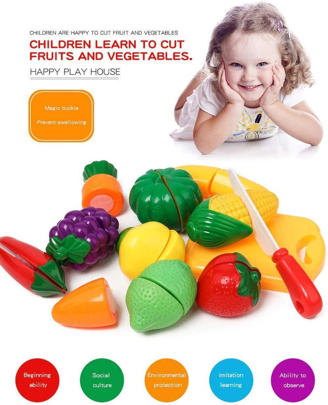 Ruffo Colorful Pretend Play Kitchen Food Cutting Set for Children