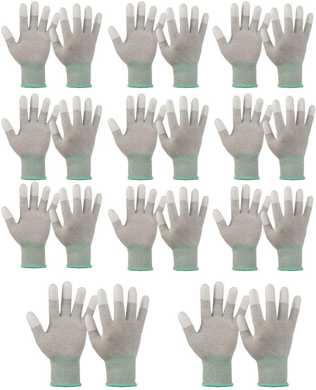 Masox Store Anti-Static Fingertip Coated Non-Slip Gloves Safety Of Computer Installation K2 Skating Gloves(Grey, Green)