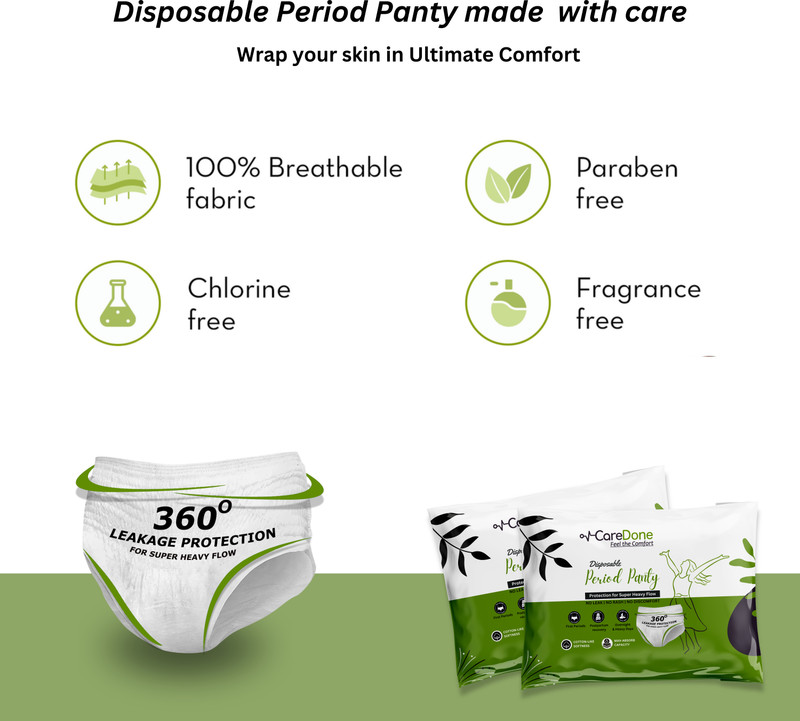 CareDone Disposable Underwear for Women, Organic Cotton Cover - Incontinence Pads Sanitary Pad