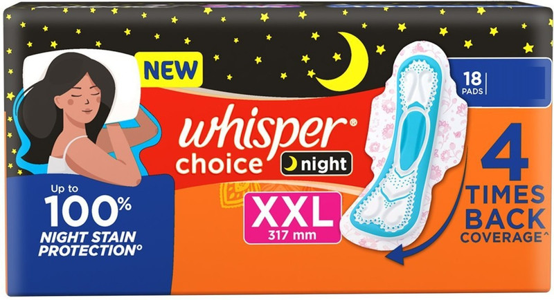 Whisper choice night 317 mm XXL – 18 Sanitary Pad (Pack of 18)