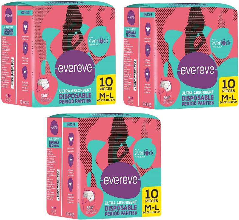 EverEve Ultra Absorbent, Heavy Flow Disposable Period Panties-10 Panties in Each Packet Sanitary Pad(Pack of 2)