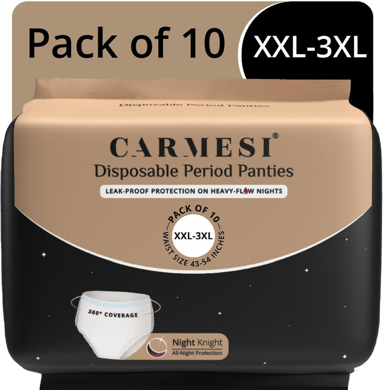 Carmesi Disposable Period Panties (L-XL) | Leak-Proof Protection For Heavy-Flow Nights Sanitary Pad(Pack of 10)