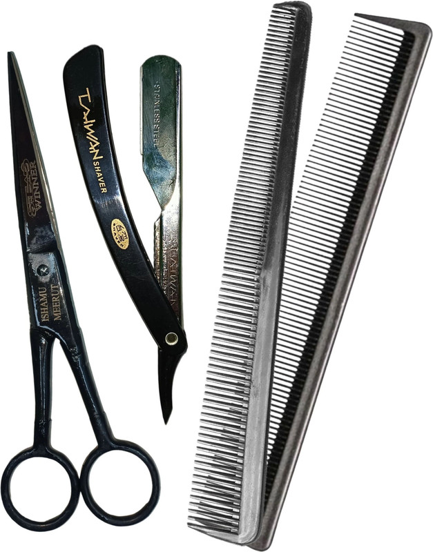 STEAD Winner 6" Scissor, Taiwan Shaver, Barber Comb, For Salon Men & Women Scissors(Set of 1, Black)