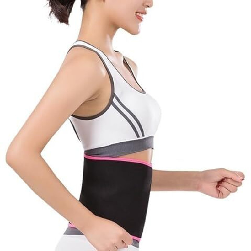 SemQ Support Belt (Waist & Back Support) - For Men & Women Abdominal Belt (Black) Back / Lumbar Support