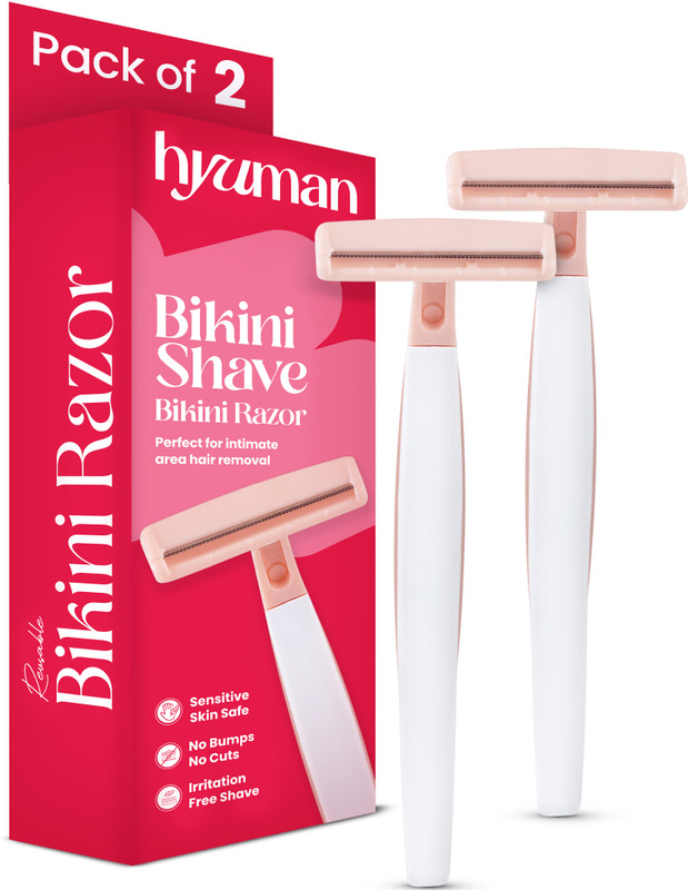 Hyuman Bikini Shave Razor, Sensitive Skin Safe,Reusable,Smooth Shave, Women(Pack of 2)