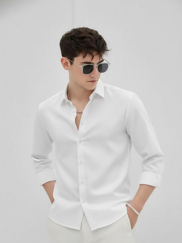 METRONAUT Men Solid Casual White Shirt