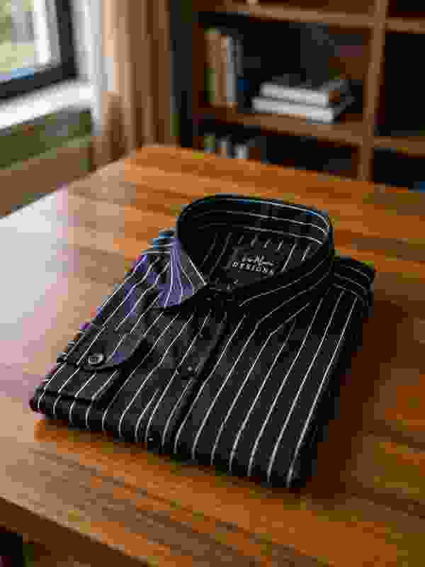 TIGERSNAKE Men Self Design Casual Black, White Shirt