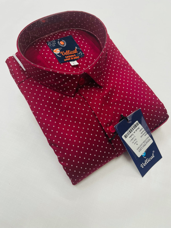 VELLICAL Men Printed Formal Maroon Shirt
