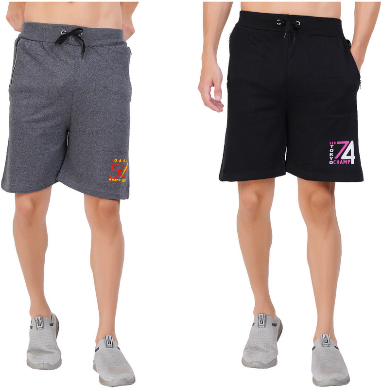 ONCH Men Grey, Black Beach Shorts
