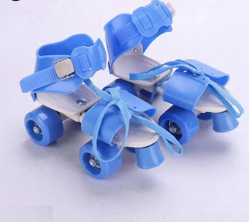 SwamiEcommerce Beginner Inline Roller Skating with Adjustable Size and Front Break Quad Roller Kids Size  3 UK - 6 UK(Adjustable, Beginner, Blue)