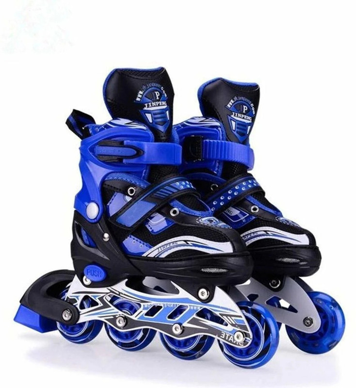 galaxy hi tech Size Adjustable PU Wheels Aluminum-Alloy Skates with LED Flash Light, In-line Adults Size  6 UK - 9 UK(Adjustable, Advanced, Blue)