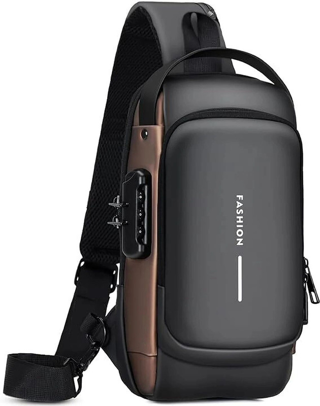Modinity Black Shoulder Bag Sling Bag for Men |Anti-theft Crossbody Bag USB PU Shoulder Bag