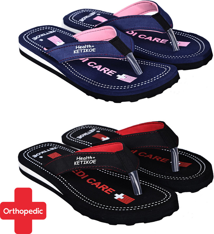 KETIKOE Women's Slipper Ortho-Care Trending Colorful Printed Chappal (Pack of 1) Slippers