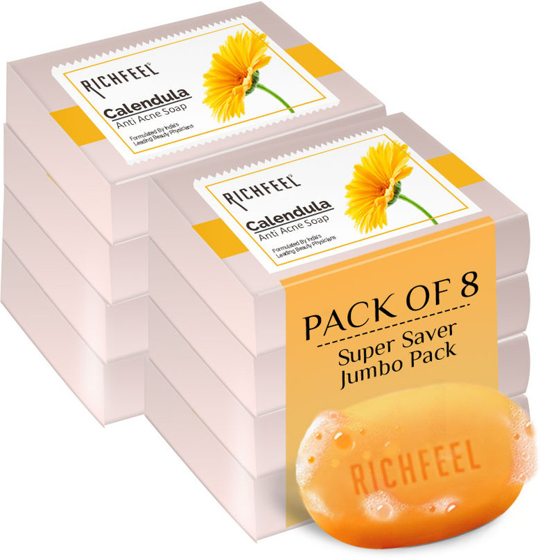 RICHFEEL Soap|For Acne & Blemishing|75g (Pack of 8)(8 x 75 g)