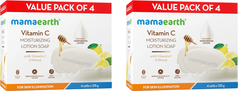 Mamaearth Vitamin C Moisturizing Lotion Soap with Vitamin C & Honey for Skin Illumination(8 x 125 g)