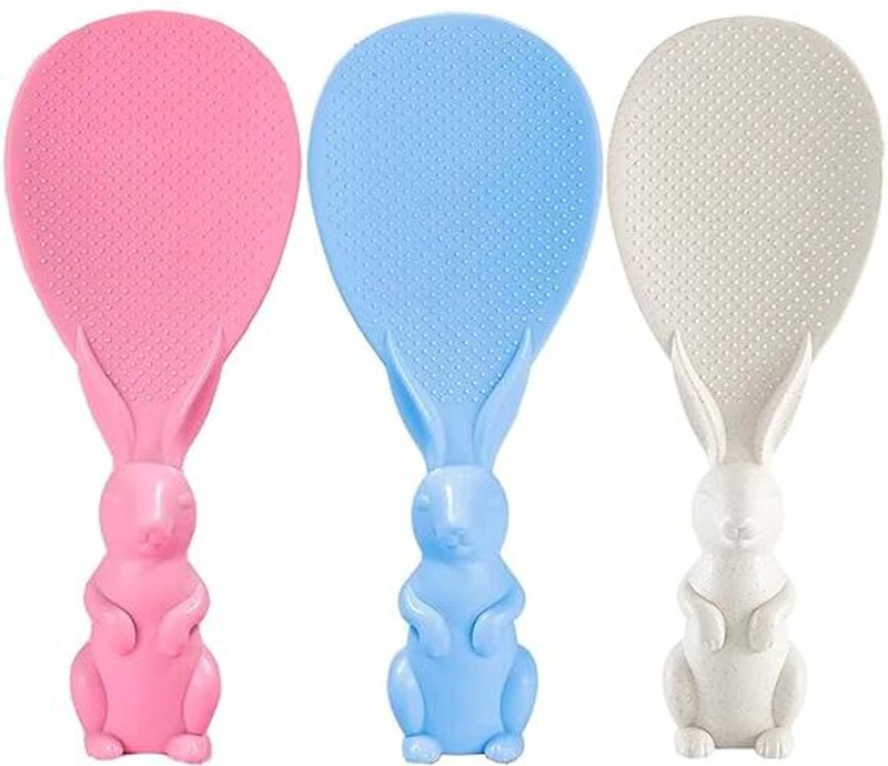 MARMORIS ECOM 3 pcs Rabbit Handle Rice Spoon, Non Stick Bunny Design Serving Spoon for Kitchen Scoop