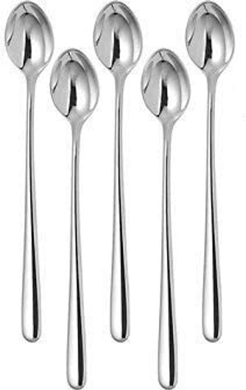 Avi enterprise Long Handle Spoon , Food Grade Stainless Steel (Pack of 5) Stainless Steel Ice-cream Spoon Set(Pack of 5)