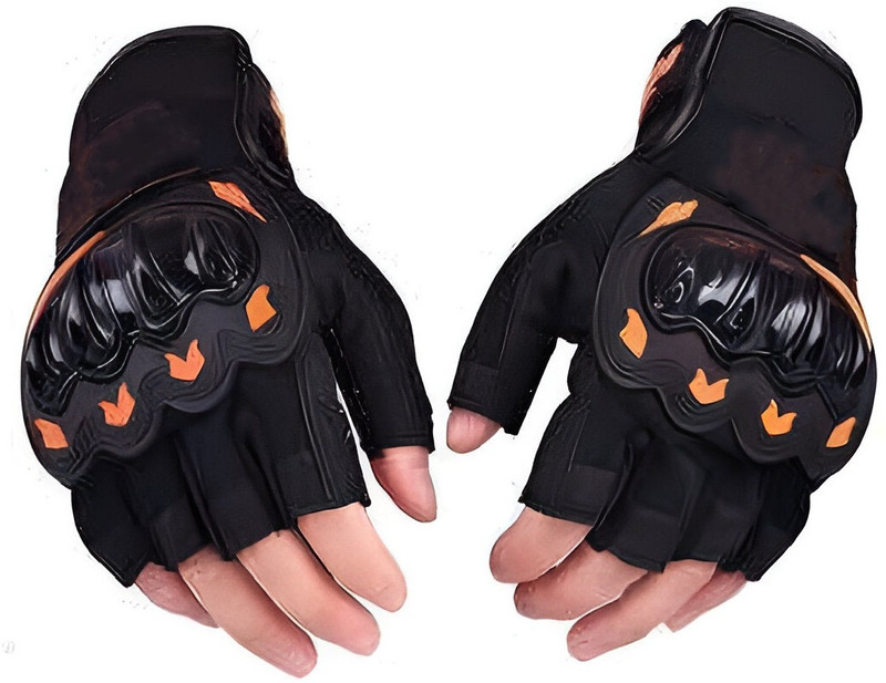 Creekmom Hand Protection Tactical & Breathable Half Fingers Bike Riding Gloves for Riders Riding Gloves(Black & Orange)