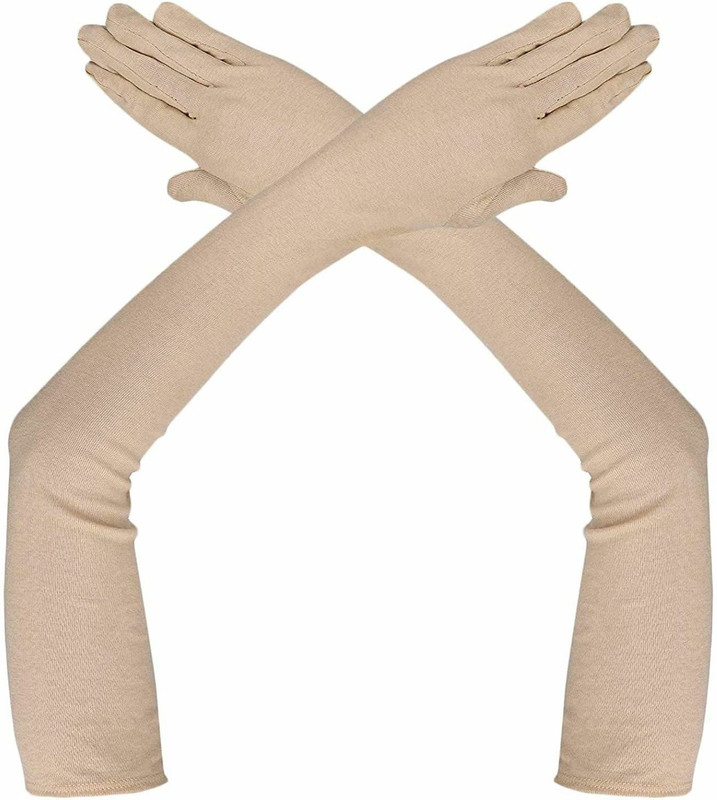 LP London paree Men's & Women's Cotton arm sleeves Gloves for Protection Sun Burn/Heat/Pollution Driving Gloves(Beige)