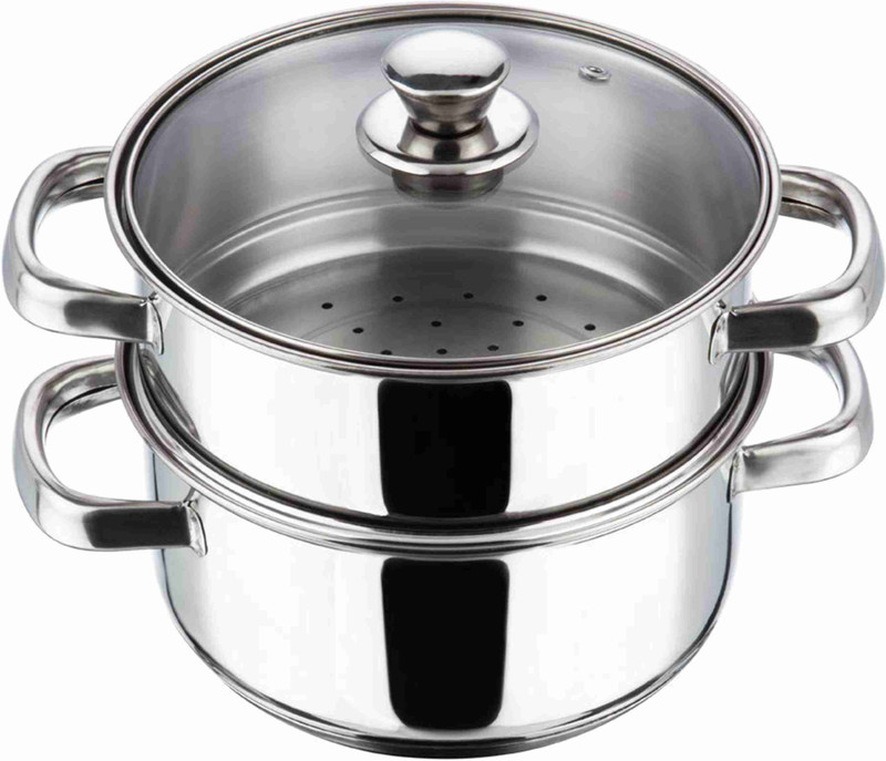Niyara Enterprise Momo maker 2 tier Steamer with glass lead for Multipurpose use Stainless Steel Steamer(2 L)