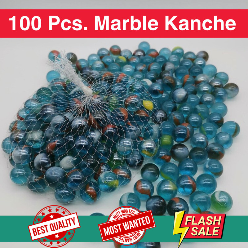 Infojerk Lifestyle (Pack Of 100) Pebbles Glass Marbles Kanche Goli – Glass Marble Bulk Pack Regular Round Fire Glass Pebbles(Multicolor 100 Pieces)