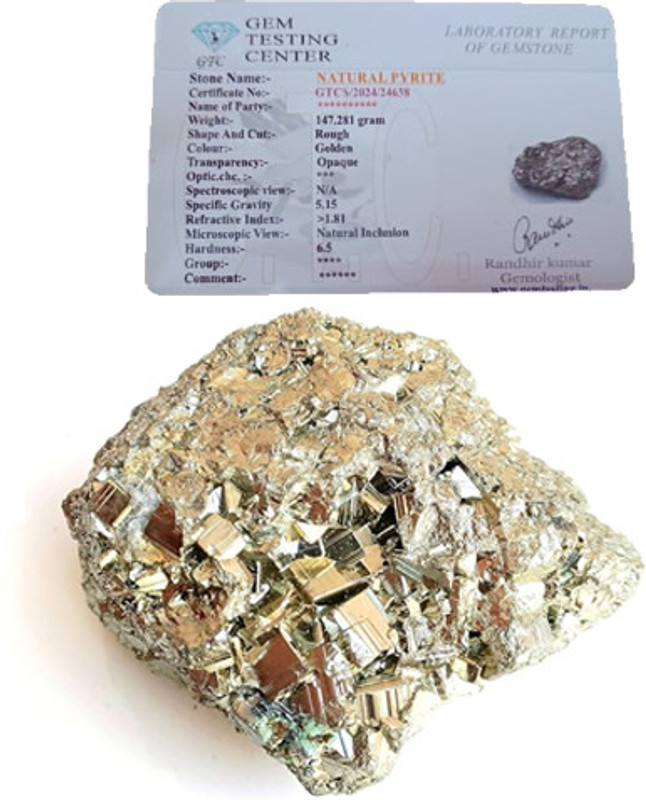 PeaceVibe Pyrite Original Stone for Wealth & Bussiness with Increased Will power Engraved Asymmetrical Crystal Stone(Gold 100 g)