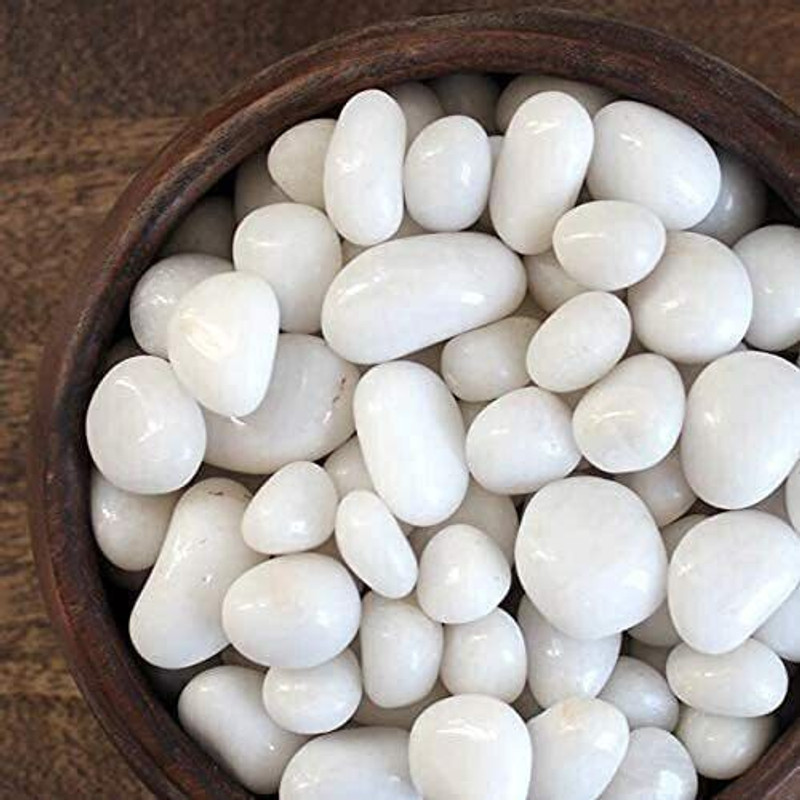 RJ IMPORTERS PEBBLES Polished Asymmetrical Quartz 49 Pebbles Polished Asymmetrical Quartz Pebbles(White 1 kg)