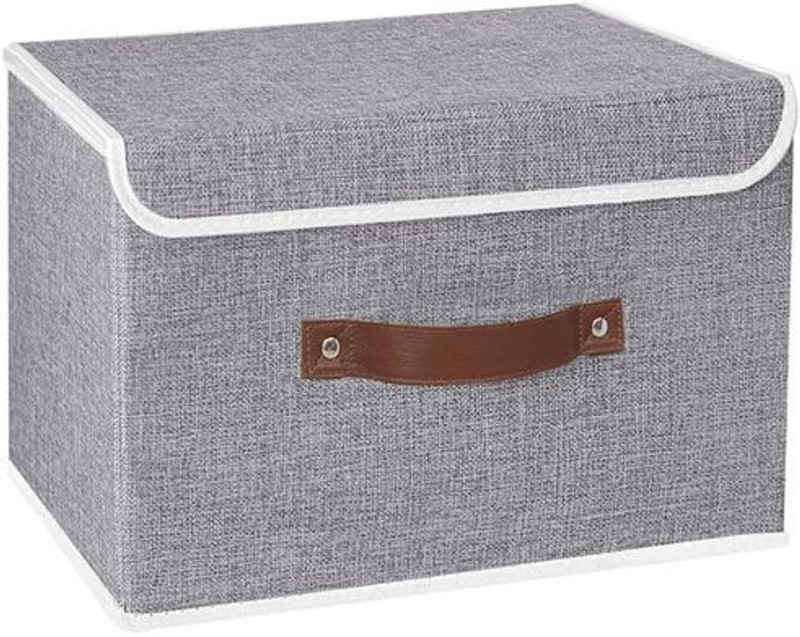 Gharorganize Pack Of 1 Grey Jute Toy Storage Box with Lid Foldable Organizer Storage Box(Grey)