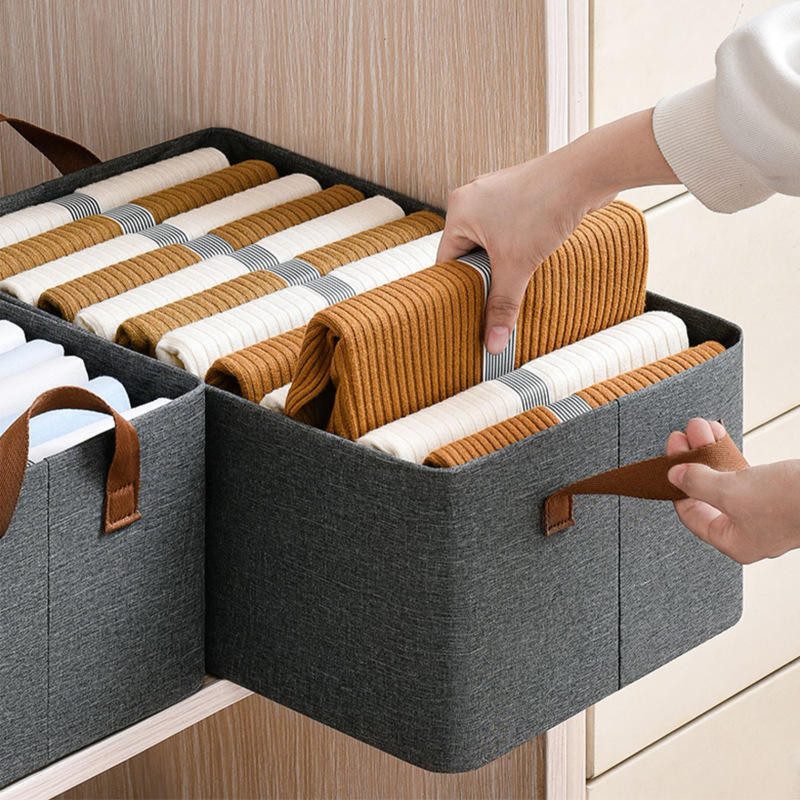 NIMYANK Polyester Clothes Organiser for Wardrobe 26Liter Box for Clothes Foldable Steel Frame M89 Storage Basket(Pack of 1)