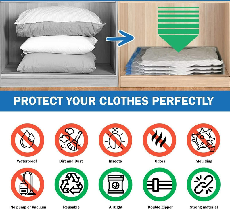 RMB Space Saver Compression Sealer Bags with Manual Pump Travel Storage Vacuum Bags(Pack of 5)