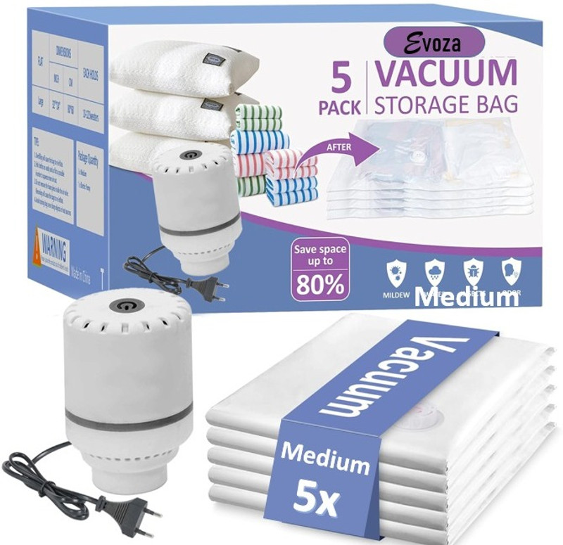 evoza Large Vacuum Storage Bags with Electric Pump Travel Storage Vacuum Bags(Pack of 4)