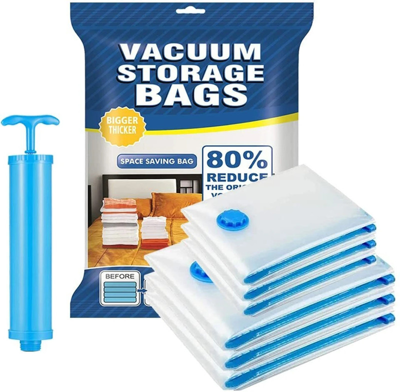 Capitalpoint Space saver 3 Jumbo - 70*100 cm & 3 Large - 60*80 cm Travel Storage Vacuum Bags(Pack of 5)