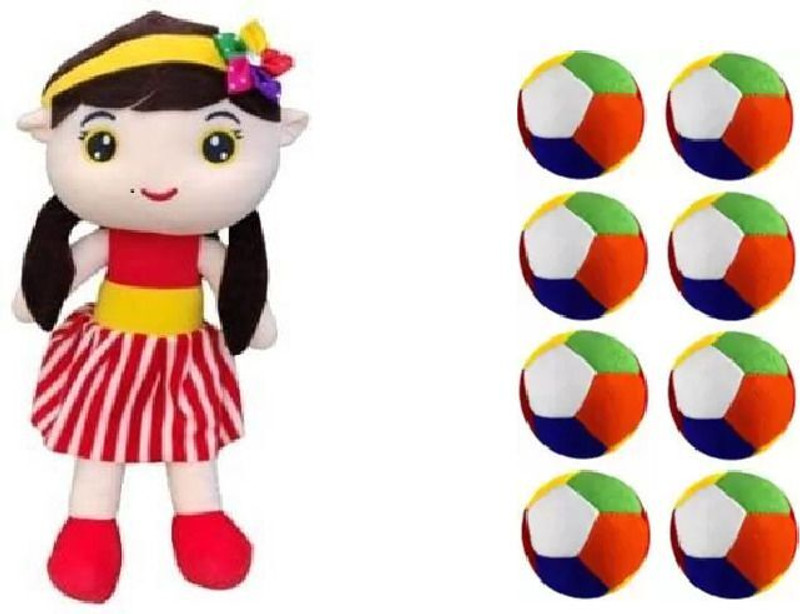Nihan Enterprises Soft mini Balls(8) with Beautiful Sofia doll combo for your kids  - 16 mm(Multicolor)