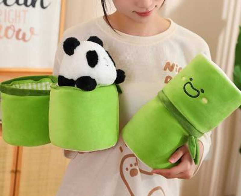 TWOLOVER Panda Plush with Bamboo, Kawaii Soft Panda in Bamboo Stuffed  - 30 cm(Multicolor)