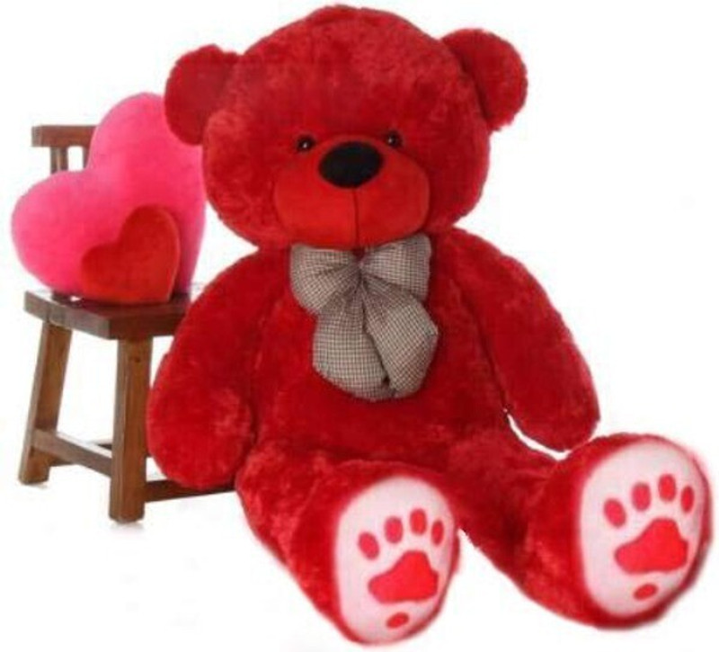 jimdar soft and beautiful teddy bear around of 3 Feet ( 90-cm ) ( Red ) - 90 cm(Red)