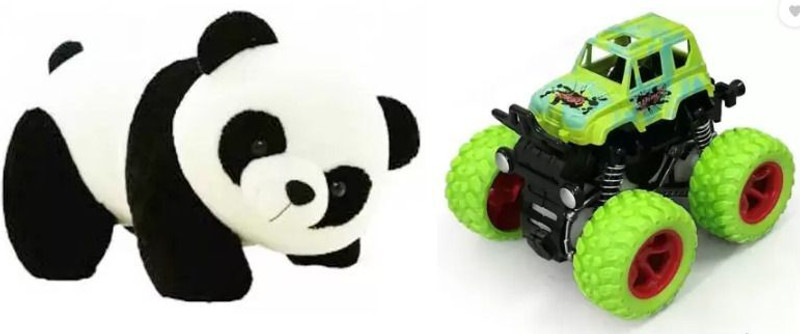 KPN New Best Quality Stuffed Soft Monister Truck and Panda for Kids  - 25 cm(Red, black & white)